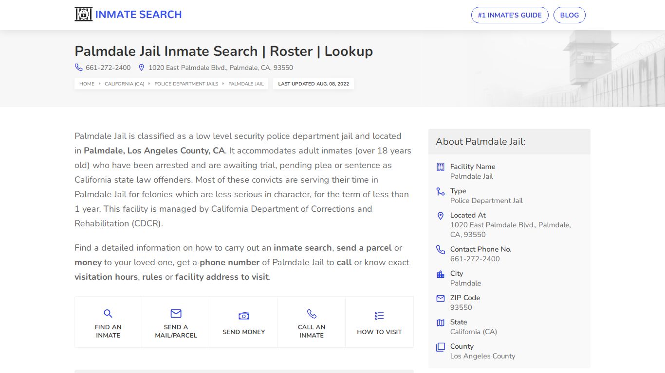 Palmdale Jail Inmate Search | Roster | Lookup